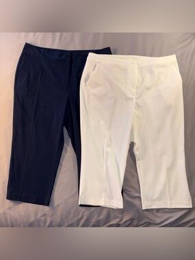 Lot of 2 EP Pro Women Golf Capri Pants Navy White Size 16 Athletic Summer Resort